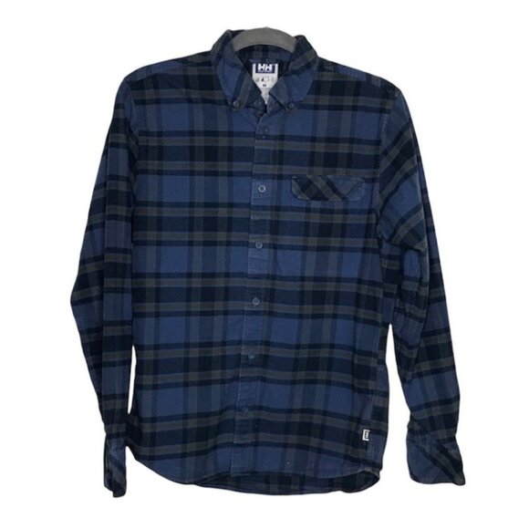 Helly Hansen Blue  Flannel Long Sleeve Button Down Shirt - Picture 1 of 4